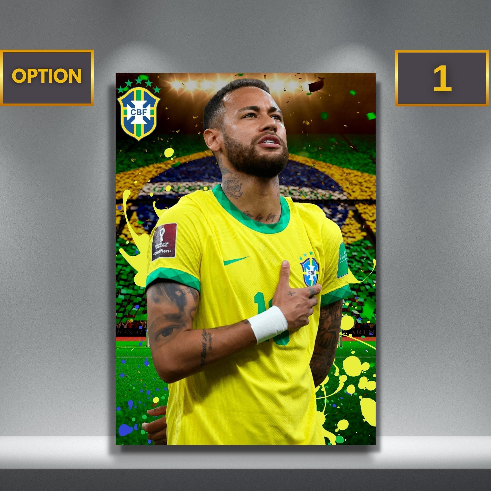 Optional Soccer Stars Neymar Jr Brasil Soccer Poster Canvas 