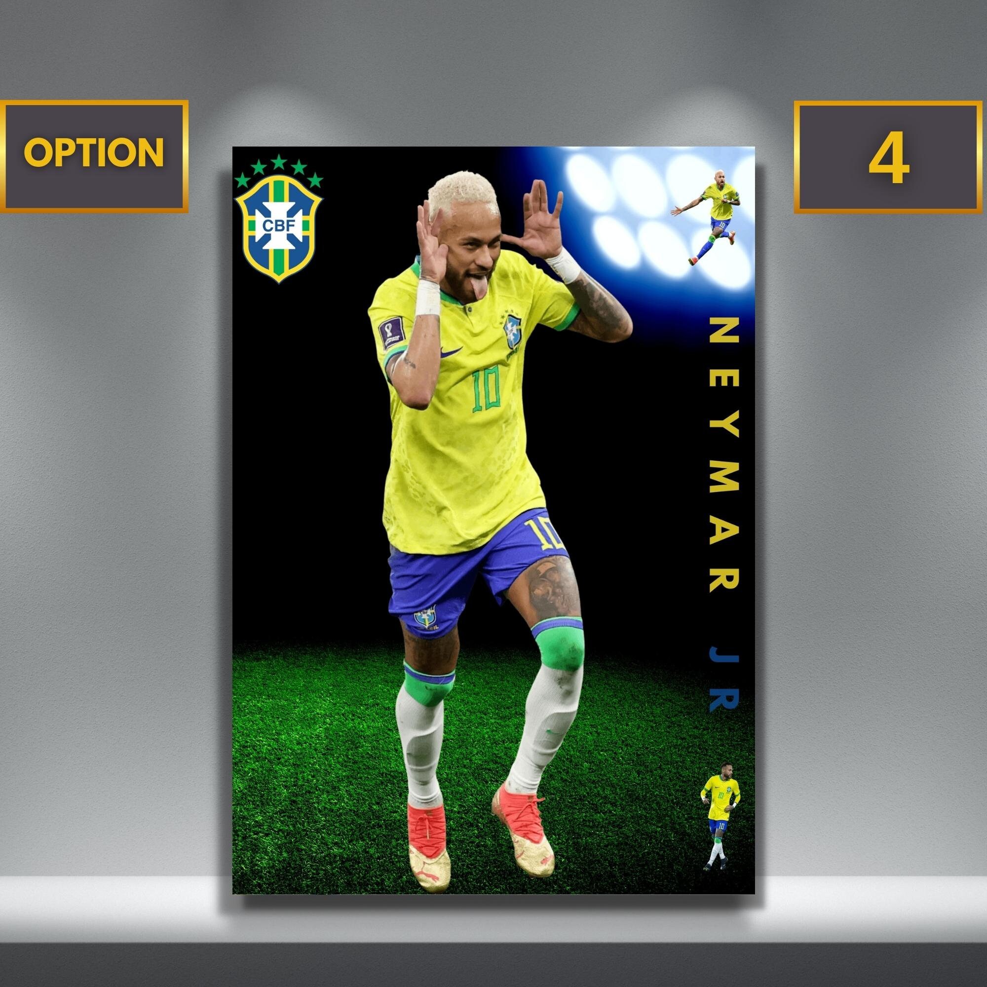 Optional Soccer Stars Neymar Jr Brasil Soccer Poster Canvas 