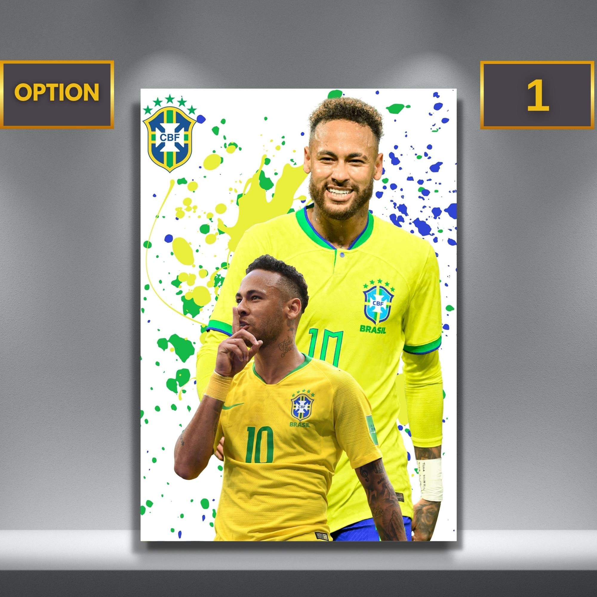 Optional Soccer Stars Neymar Jr Brasil Soccer Poster Canvas 