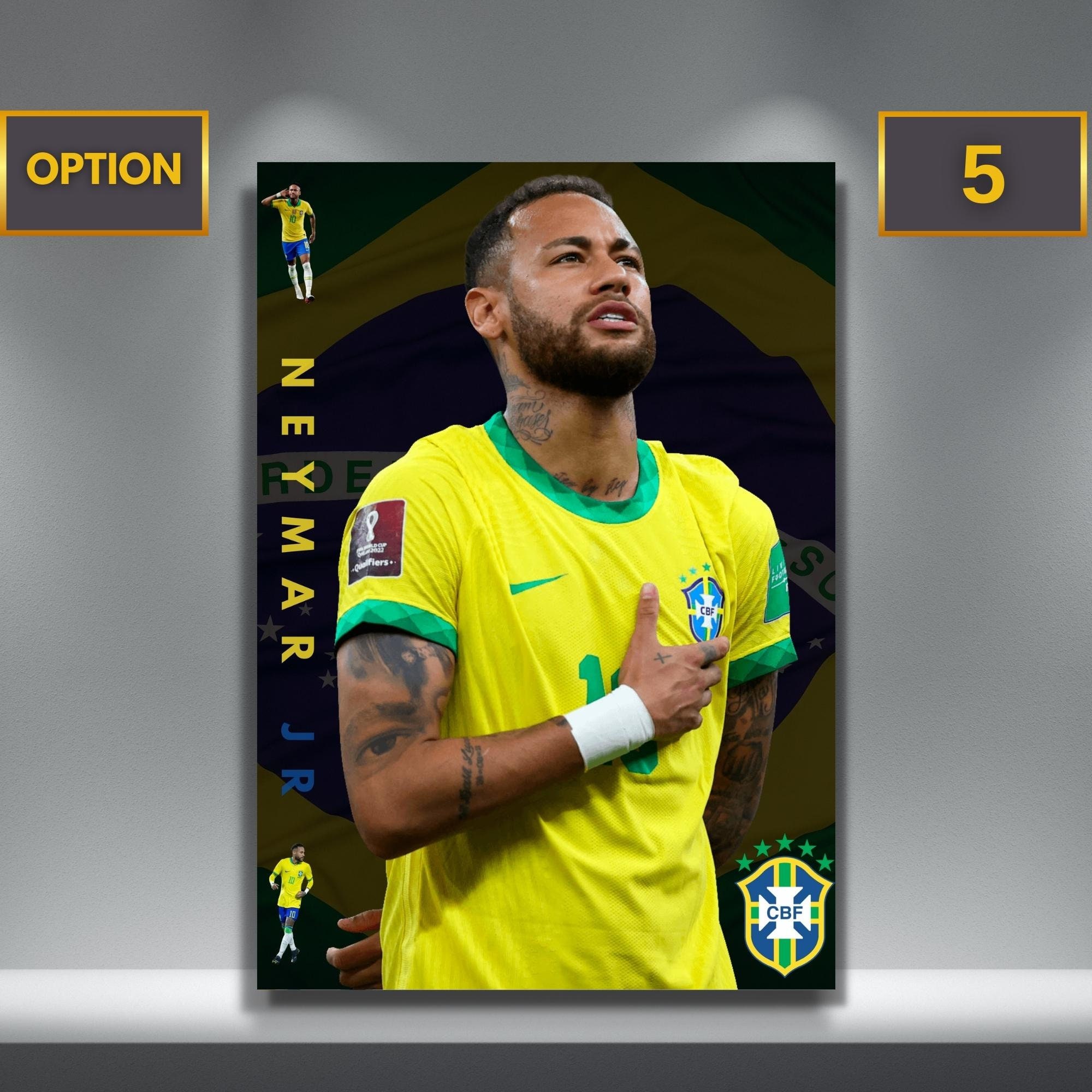 Optional Soccer Stars Neymar Jr Brasil Soccer Poster Canvas 