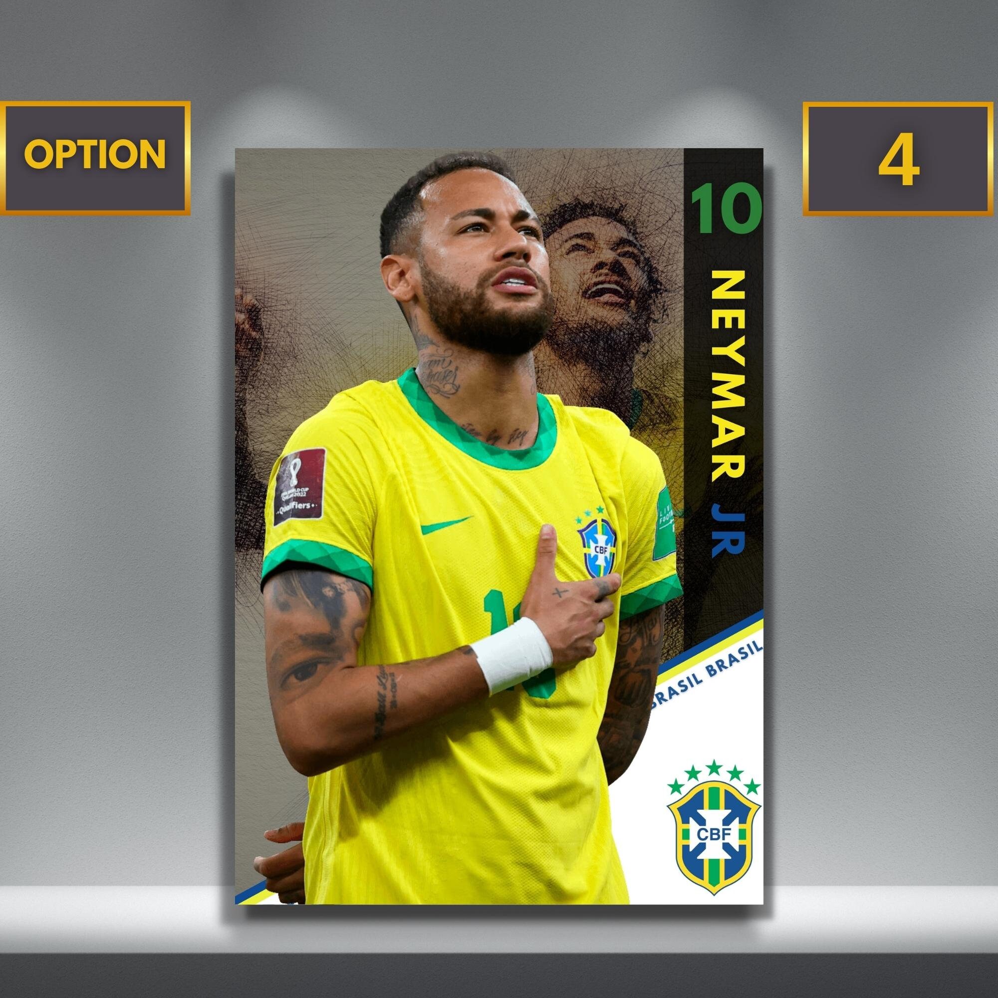 Optional Soccer Stars Neymar Jr Brasil Soccer Poster Canvas 