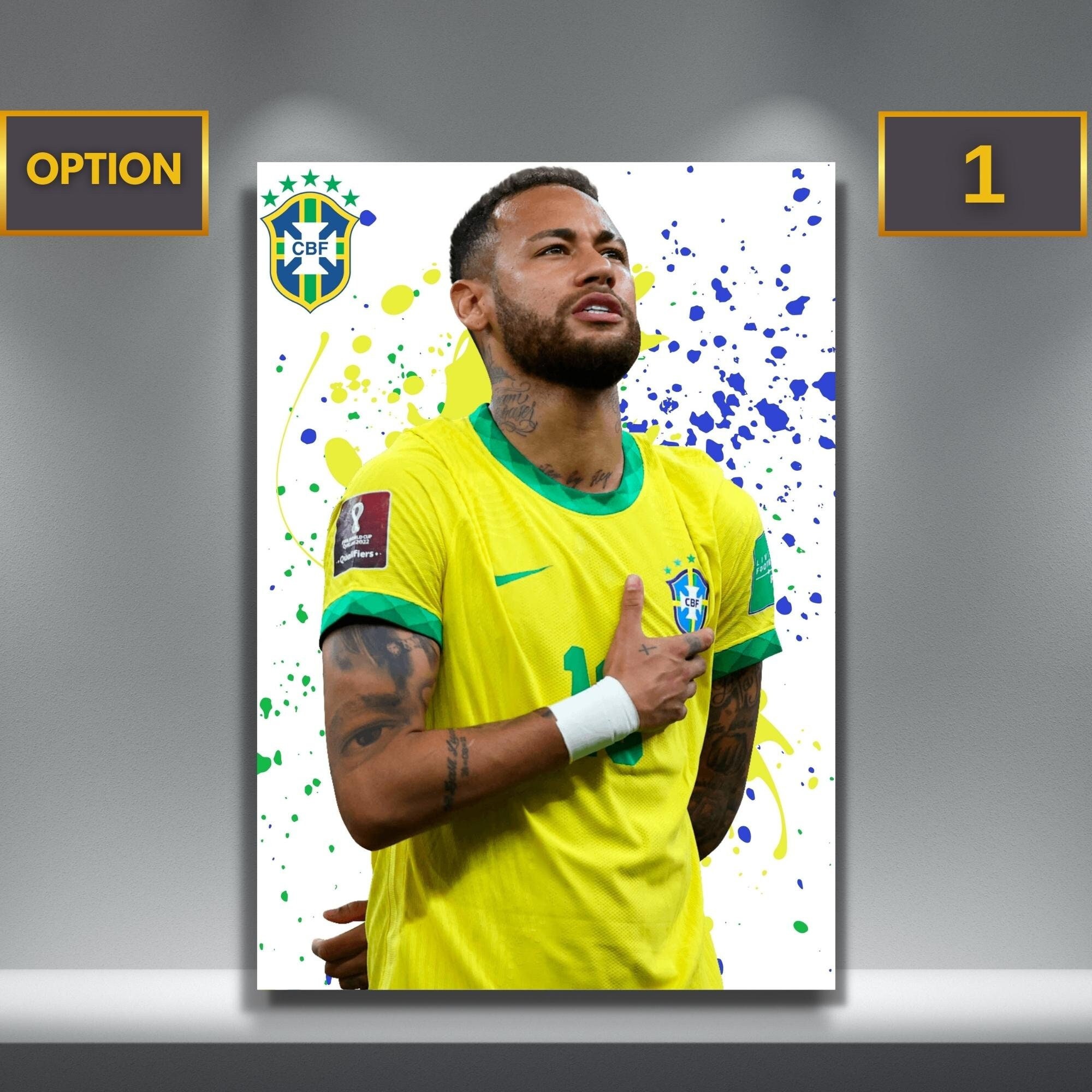 Optional Soccer Stars Neymar Jr Brasil Soccer Poster Canvas 