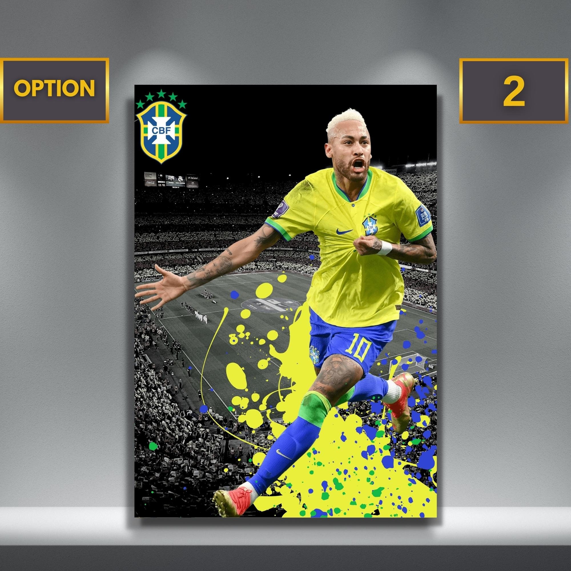 Optional Soccer Stars Neymar Jr Brasil Soccer Poster Canvas 