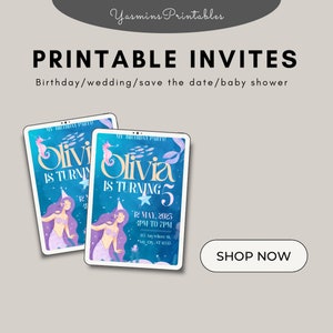 Mermaid themed birthday invitation