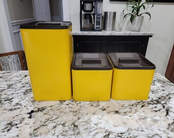 Set of 3 Vintage Ekco Canisters / Made in Canada