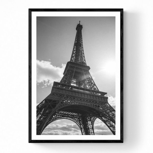 Fine Art Print - TOUR L'AMOUR - Eiffelturm Paris Fotografie - Kunstdruck - Schwarz und Weiß - signiert