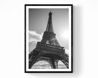 Fine Art Print - Eiffel Tower Paris Photography - Art Print - Black and White - Signed