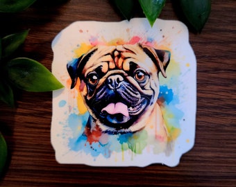 Pug Dog, Fur Baby, Vinyl Sticker Decal