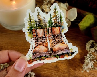 Vinylsticker boslaarzen: sticker wandelen camping