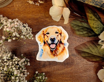 Sticker vinyle chien Golden Retriever, bébé fourrure