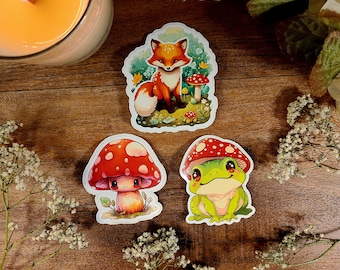 Frog Cottagcore, Mushroom Sticker, Adorable Cute, Woodland, Forest Creature, Cottage Core, Gnome Friend, Vinyl Sticker Decal