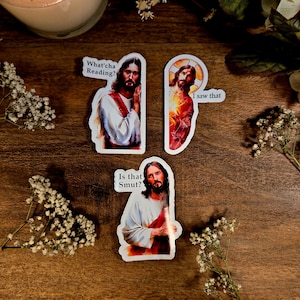 Lustiger Jesus Vinyl Aufkleber - Buch Liebhaber Geschenk
