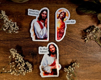 Funny Jesus Vinyl Sticker Decal - Book Lover Gift
