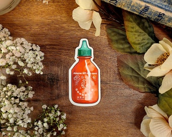 Sriracha Sauce Bottle, Hot Sauce, Rooster, Clear Sticker Decal