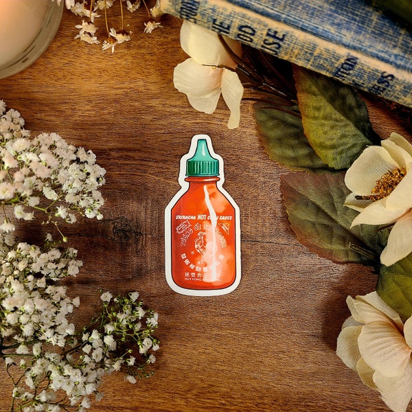 Sriracha Sauce Bottle, Hot Sauce, Rooster, Clear Sticker Decal