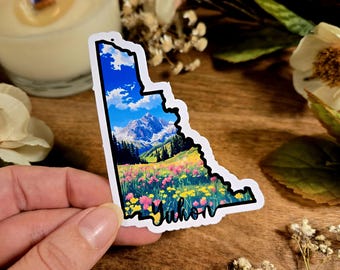 Yukon Canada Vinyl Sticker: Landscape Flag Decal