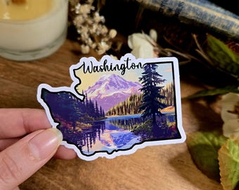 Pegatina de vinilo con monumentos del estado de Washington: Regalo de viaje por EE. UU.
