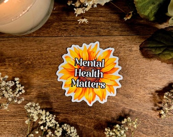 Mental Gesundheit Matters Sonnenblume Vinyl Aufkleber: Neurovielfalt Geschenk