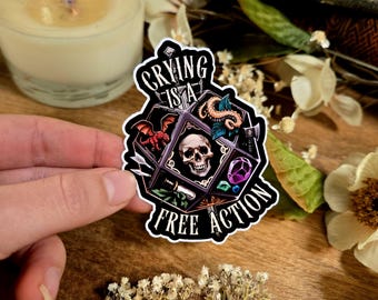 Crying Is A Free Action W20 Vinyl Aufkleber - Dungeons and Dragons