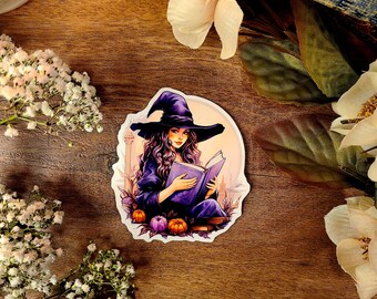 Halloween Bookish Witch, Pumpkin and Ghost, Spooky Season, Witches Hat, Skeleton, Black Cat, Trick or Treat, Vinyl Sticker