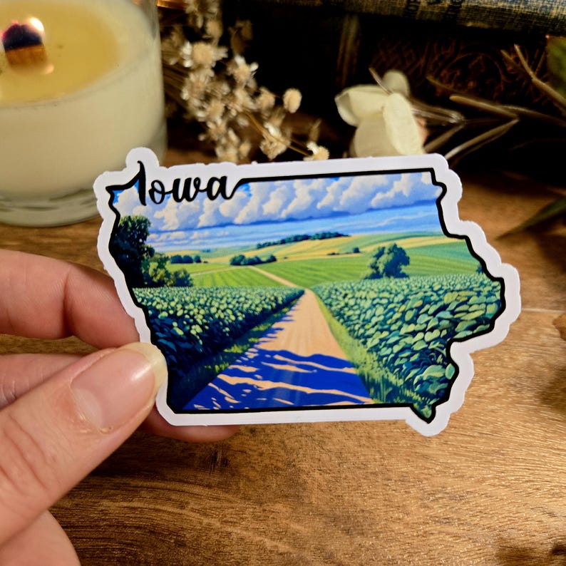 Iowa Flag Map Sticker Iowa State Flag Sticker: USA Landmark Vinyl Decal - Etsy