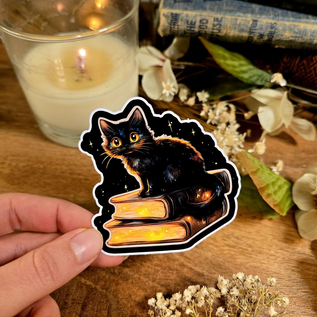 Halloween Black Cat Vinyl Sticker: Spooky Season Witch Decor - Etsy UK