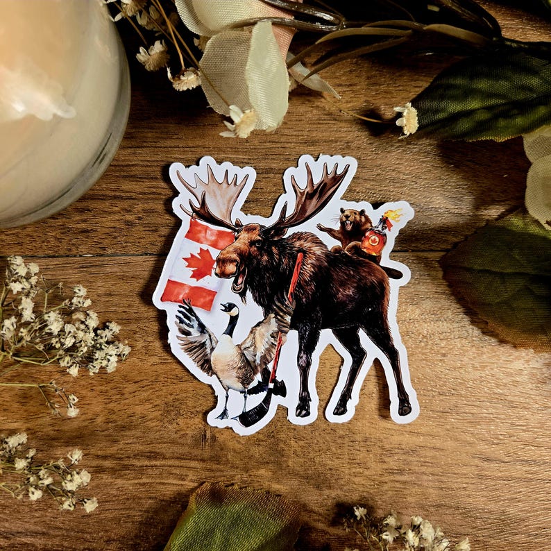 Canadian Pride Vinyl Sticker: Moose, Beaver, Goose & Flag - Etsy Canada