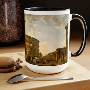 O quanto você pensa na caneca do Império Romano - Coliseu - Presente exclusivo para entusiastas da história que pensam em Roma