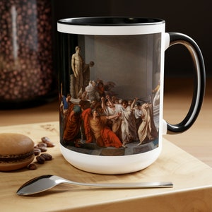 O quanto você pensa sobre a caneca do Império Romano - Arte do Assassinato de César - Presente exclusivo para entusiastas da história que pensam sobre Roma