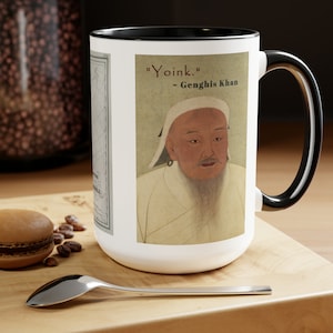 Yoink! Genghis Khan Funny History Mug - Hilarious Mongol Empire Map Coffee Cup - Unique Gift for History Buffs and Coffee Lovers