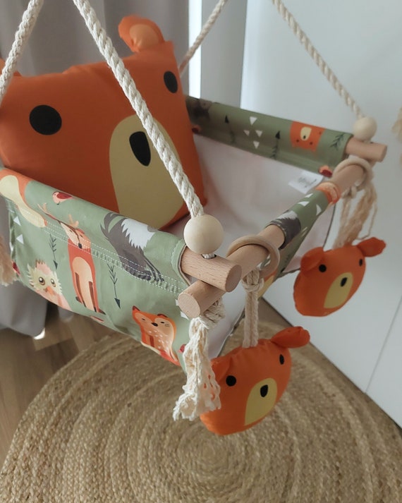 Baby Swing. Forest Animals. Handmade Swing. First Birthday