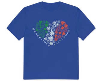 Shamrock Tshirt, St. Patrick's Day shirt, Irish Blue Tee, Ireland Peace and Love, Irish Shamrocks, 100% Cotton Gender Neutral Tee