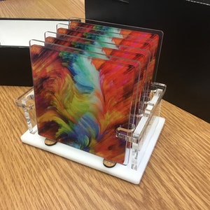 Acrylic coaster set 4 plus caddy , plus gift box