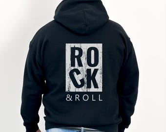 Rock N Roll Distressed Hoodie, Music Lover Gift