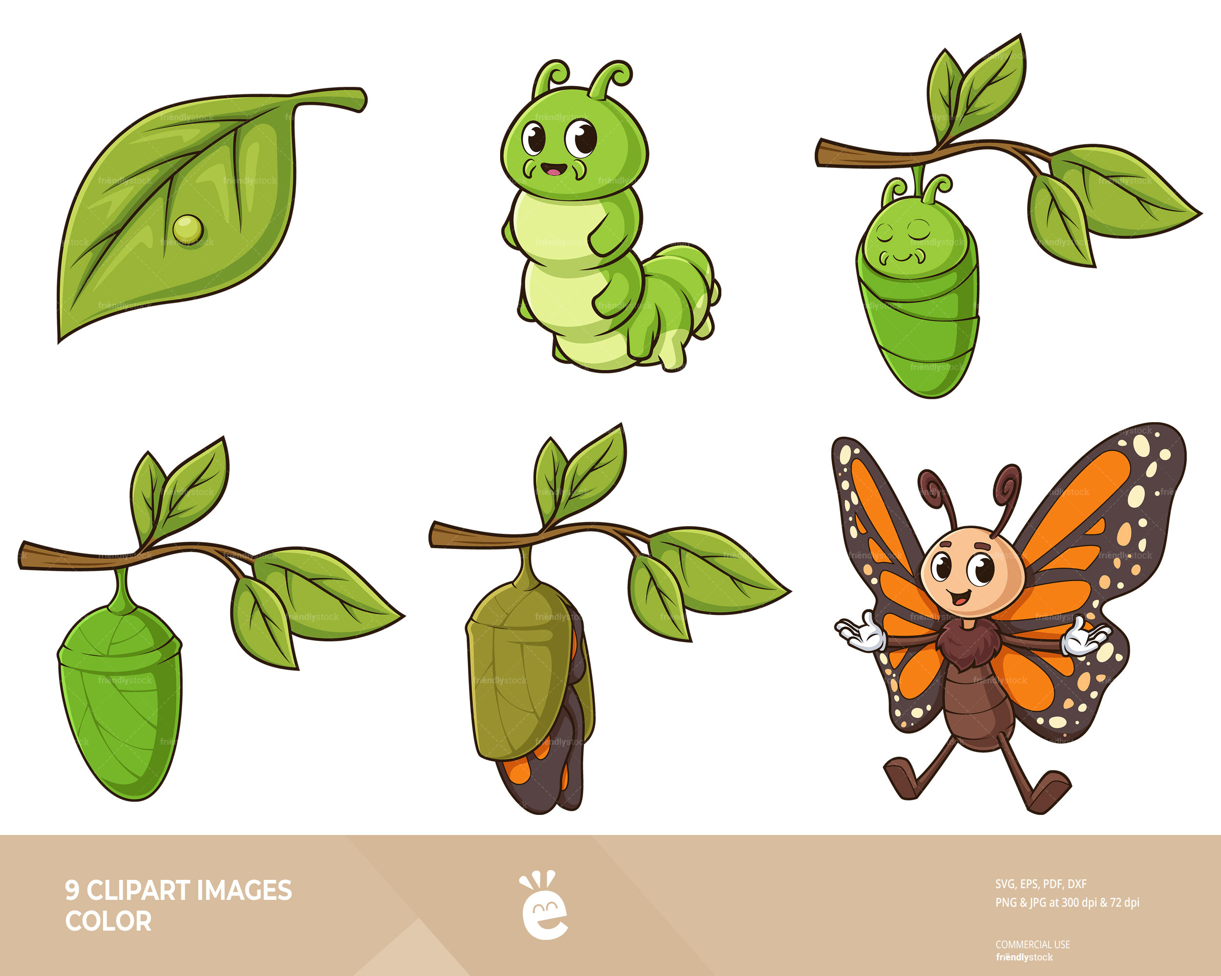 caterpillar butterfly clipart