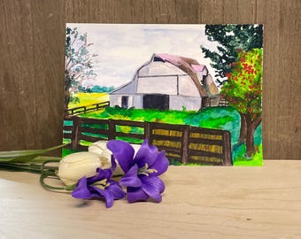Original Barn Painting | Small Art for Rustic Decor