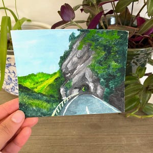 Mountain Path Gouache Painting