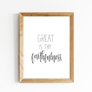 Great is thy faithfulness, Chrisitian wall art, digital download, motivational home decor, office decor, calligraphy, hand lettering