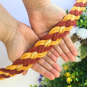 Mustard & Terracotta Handfasting Cord – Rustic Boho Wedding Ribbon – Earthy Ceremony Braid