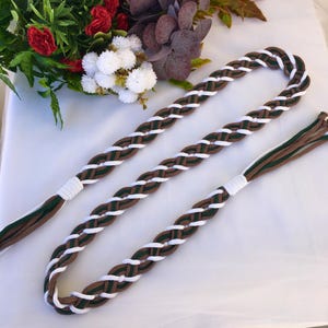 Rustic Handfasting Cord: Brown, Green, & White Cotton Wedding Ribbon