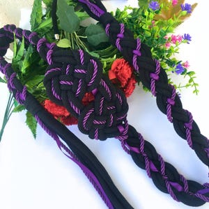 Handfasting Cord,  Black And Purple, Gothic Wedding Cord, Embracing Hearts Knot