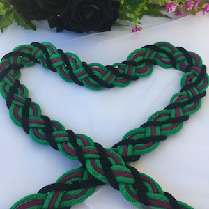 Pagan Wedding Handfasting Cord –Teal Green, Purple & Black – Wiccan Unity Ribbon – Custom Colors Available