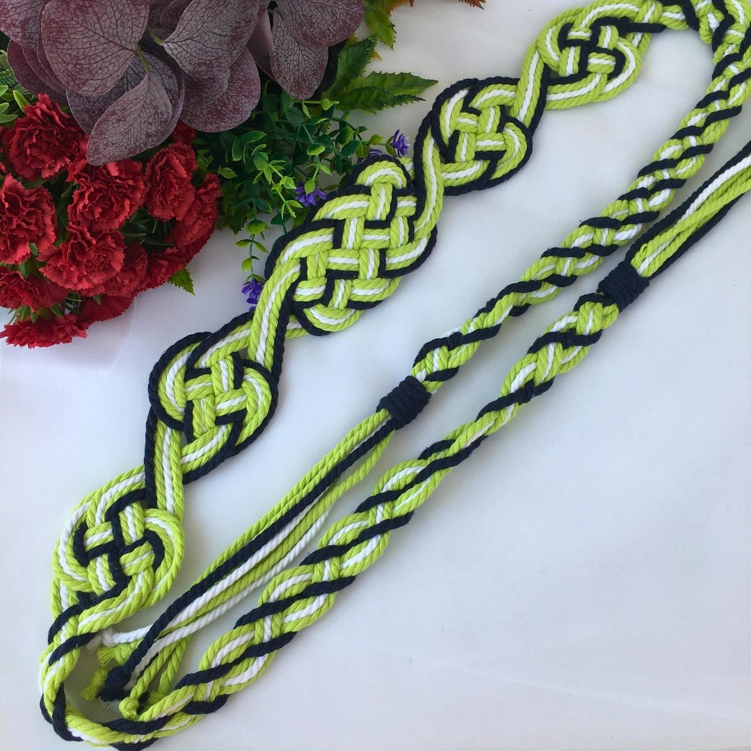 Handmade Handfasting Cord: Neon Green, Navy & White Sailor Wedding Rope ...