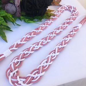 Pink & White Handfasting Cord: Celtic Wedding Knot Rope (78.7 inches