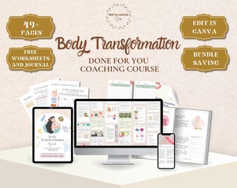 COACHING EN TRANSFORMATION DU CORPS | Cahier d'exercices Done For You Programme de coaching pour coach perte de poids, coach santé, coach fitness, bien-être