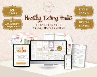 Formation HABITUDES D'ALIMENTATION SAINE | Cahier d'exercices Done For You Programme de coaching pour coach perte de poids, coach santé, coach fitness, bien-être