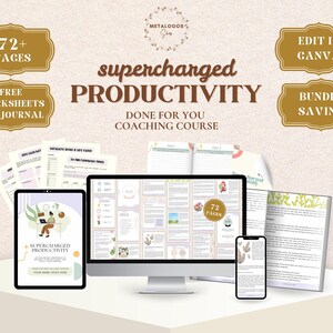 PRODUCTIVITY COACHING COURSE | Done For You Workbook, Coaching Program for Life Coach, Psychologist, Therapist | Focus and Productivity