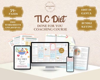 Cours de COACHING DIET TLC | Cahier d'exercices Done For You Programme de coaching pour coach perte de poids, coach santé, coach fitness, bien-être