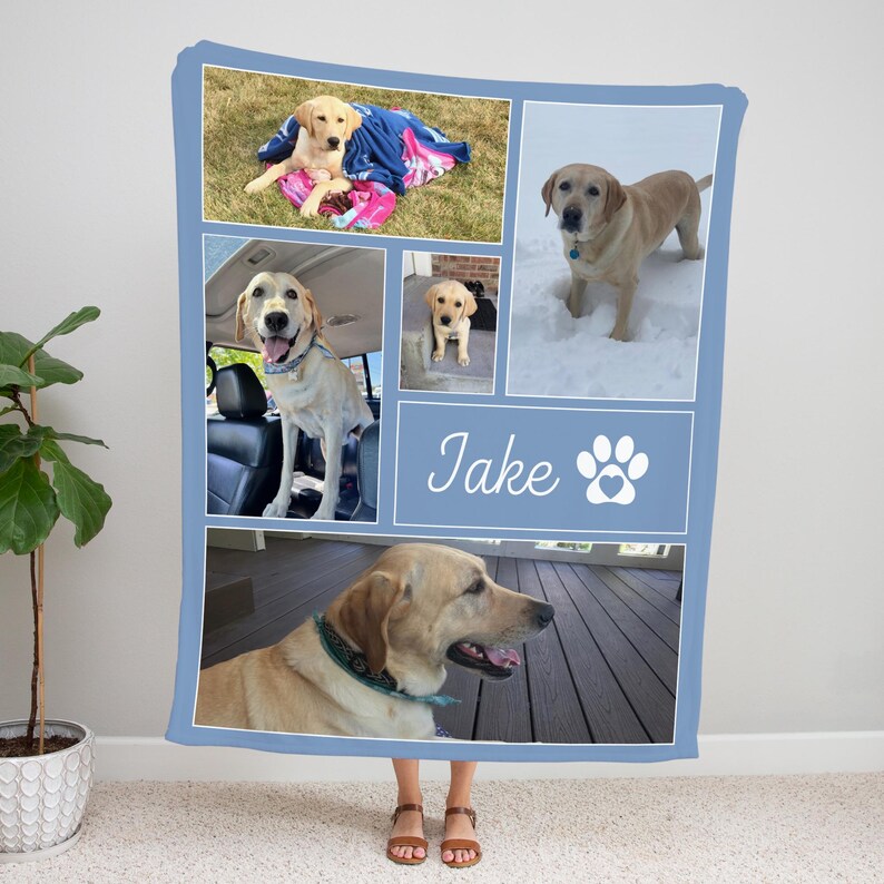 Personalized Pet Photo Blanket | Custom Dog Cat Memorial Gift - Etsy