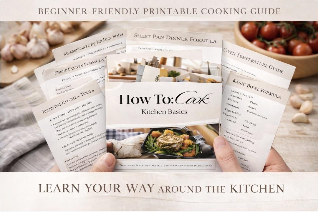 How to Cook: Kitchen Basics Beginner-friendly Printable Cooking Guide ...